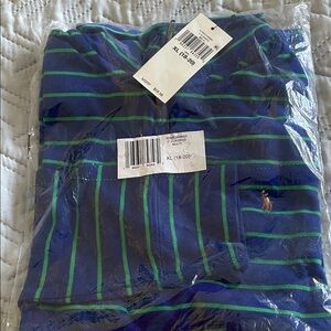 Blue and Green Striped Polo Shirt XL
